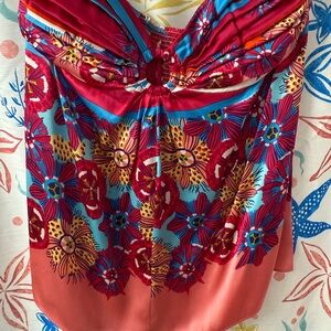 Marciano Red and Blue Floral silk top